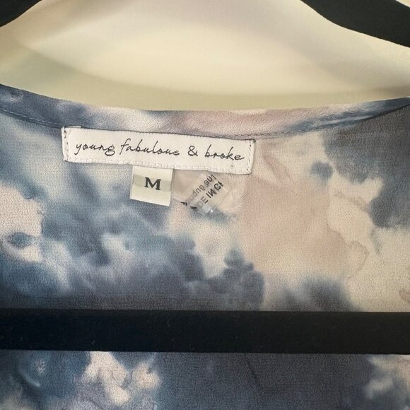 YFB Young Fabulous & Broke Jonnie Tie Dye Long Cuffed Sleeve Wrap Blouse Size M - Picture 8 of 10